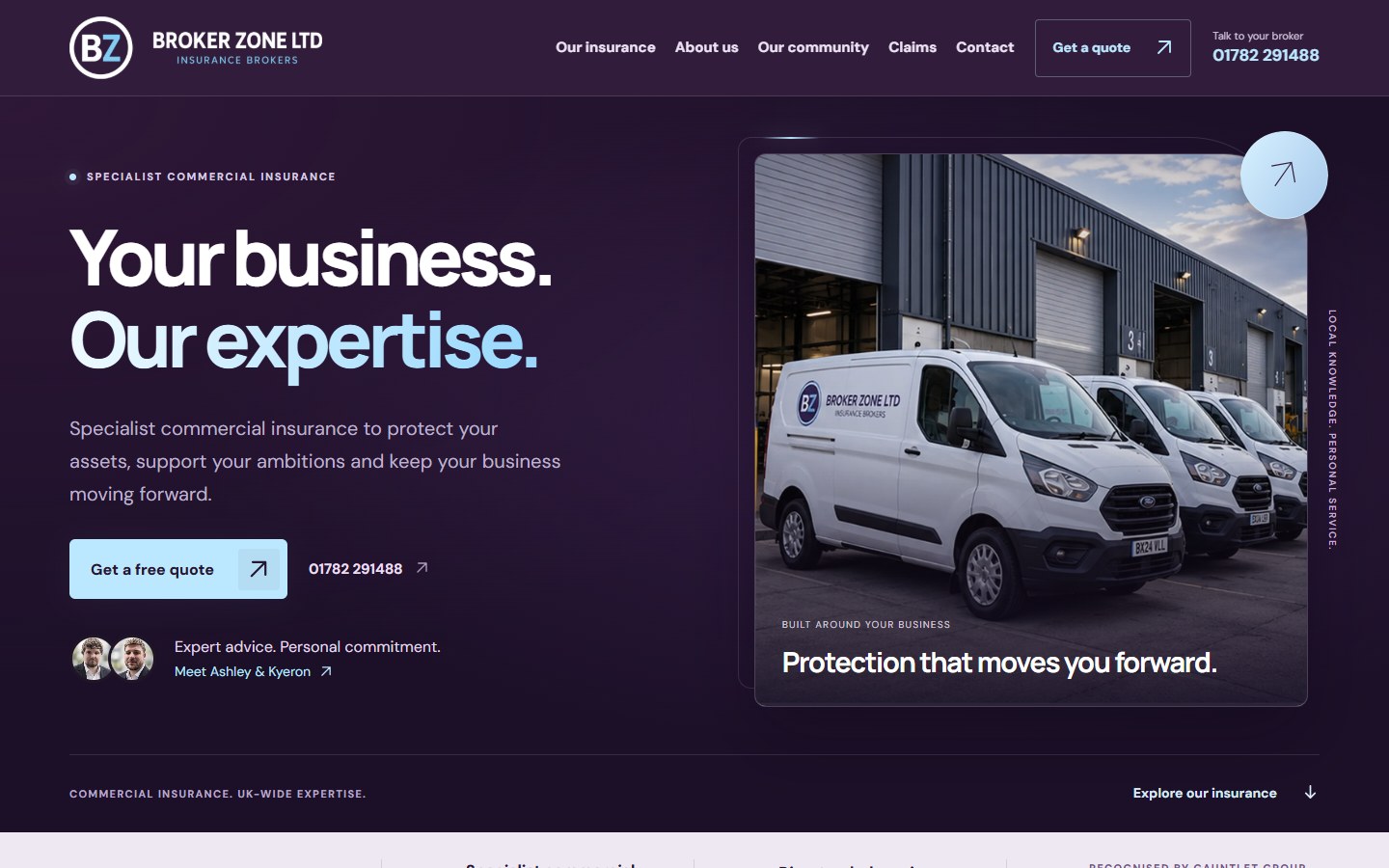 Broker Zone website shown on desktop